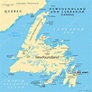 Isla de Terranova, mapa político. Parte de la provincia canadiense de ...