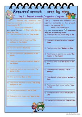 Suggestions Reported Speech English Esl Worksheets Pdf