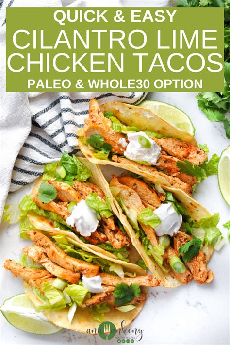 These chili lime chicken thighs are rubbed in lime juice and covered with tajin seasoning. Cilantro Lime Chicken Tacos | Recipe in 2020 | Healthy ...