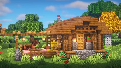 Minecraft How To Build A Simple Barn Farm House Survival Tutorial Youtube