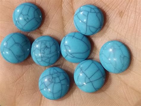 Sky Blue Resin Turquoise 14mm Cabochons 8 Pcs F128 811