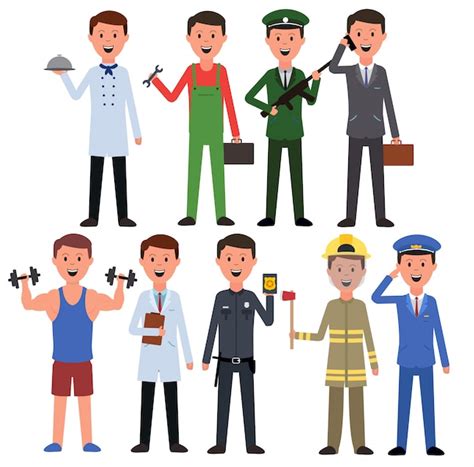 Premium Vector Set Of Mens With Different Professions