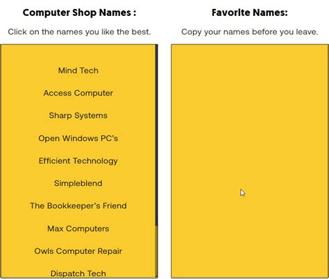 You can find all sorts of things between these seven, from books and clothes to movies, handmade items, jewelry, tech.you name it. Computer Shop Name Generator | 1000+ Tech & Computer Store ...