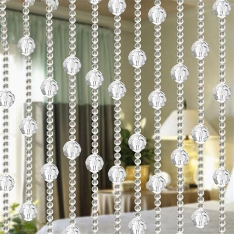 100cm Crystal Clear Beads Tassel Screen Valance Door Window Panel