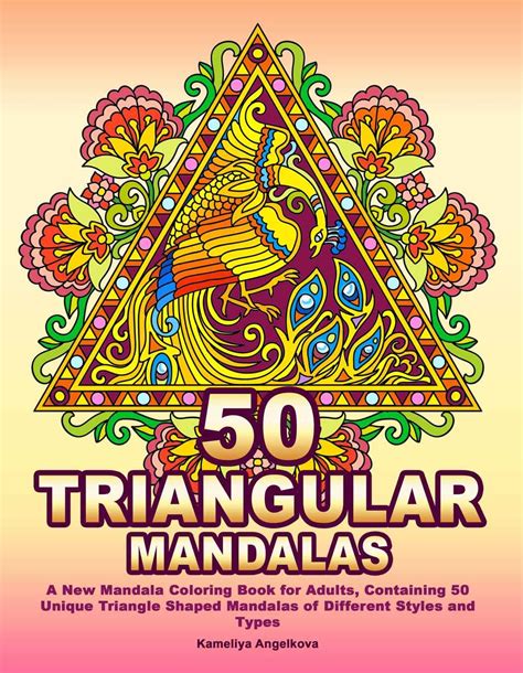 Front Cover Of The New Mandala Coloring Book For Adults 50 Triangular