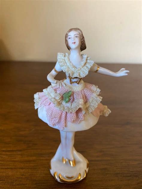 vintage dresden lace porcelain ballerina figurine etsy ballerina figurines dresden