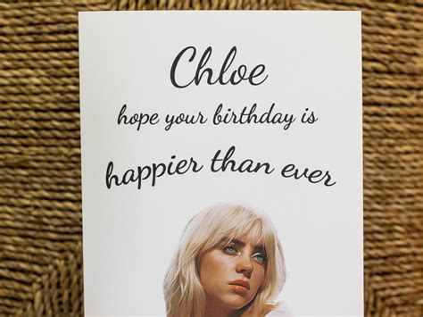 Personalised Billie Eilish Birthday Card Custom T Hand Etsy