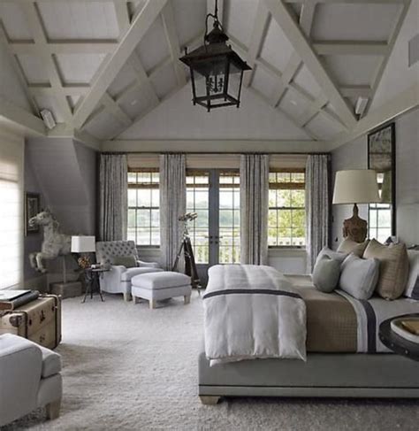 The vaulted ceiling adds height to the small bedroom, helping it to feel larger (image credit: 20 Vaulted Ceiling Bedroom Design Ideas For Inspiration ...