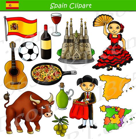 Spain Clipart Culture Graphics Bundle Set Clipart 4 School