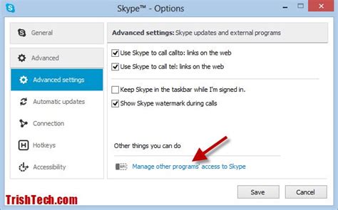 We're working on this issue and hope to have this working correctly soon. Manage Third Party Apps Access to Skype in Windows