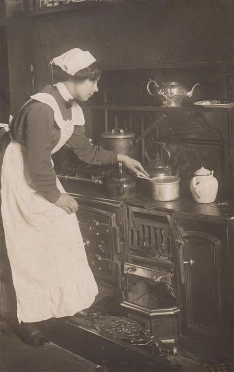 Victoria Servant Cooking On The Range Victorian Maid Vintage