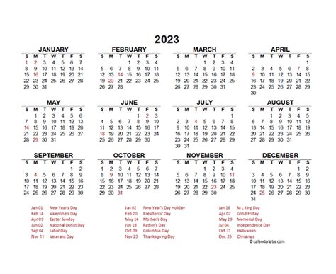 Calendar For 2023 United States Calendar 2023 With Federal Holidays