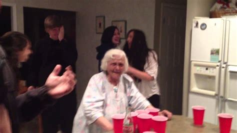 grandma beer pong epic celeb shot youtube