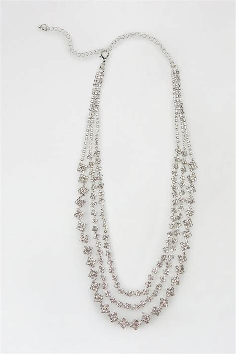 Layered Diamante Silver Necklace Dorothy Perkins Uk