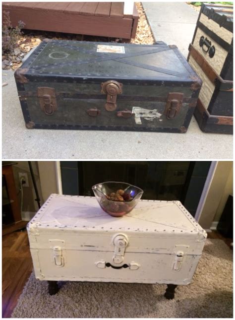 Vintage Military Trunk Repurposed Into A Coffee Table Refurbished