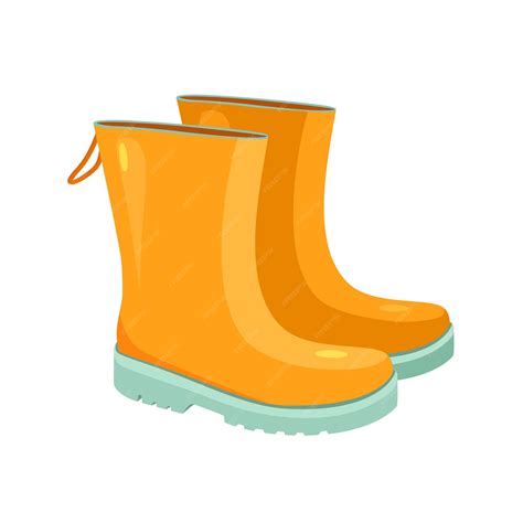 Premium Vector Vector Illustration Of Yellow Rubber Boots Isolated On