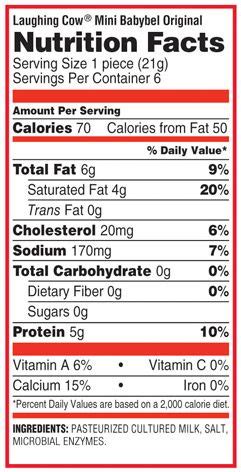 How many calories do kids need? Mini Babybel Original Nutritional Information | Products I ...
