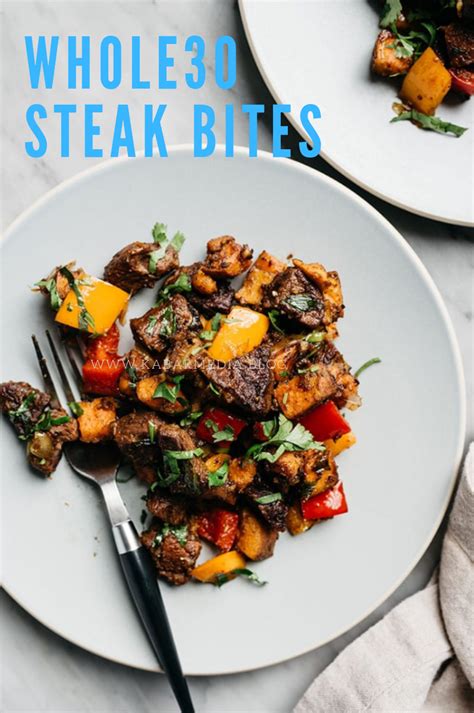 Steak & veggie kabobs #whole30recipes. Whole30 Steak Bites With Sweet Potatoes | Stuffed peppers ...
