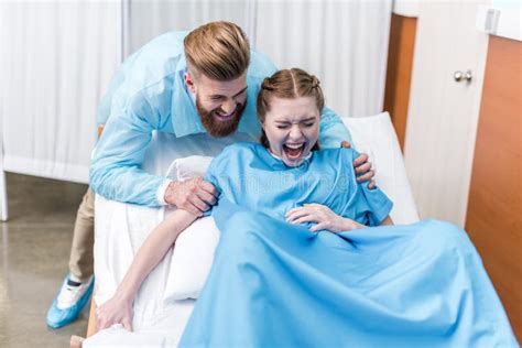 pregnant woman giving birth in hospital stock image image of people european 91243325