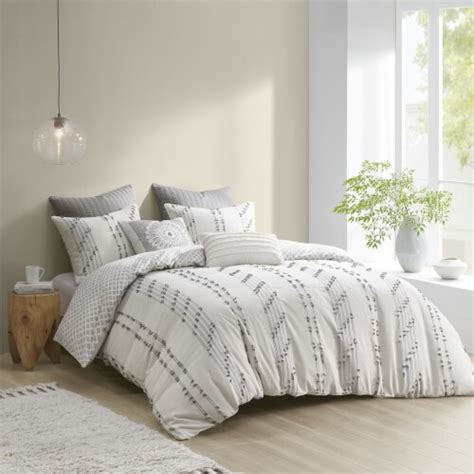 Gracie Mills 3 Piece Cotton Jacquard Duvet Cover Set Ivory Kingcal