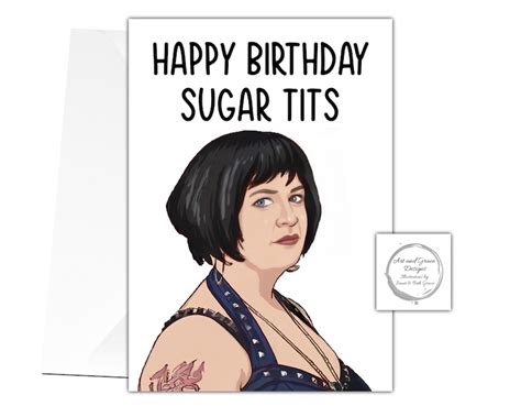 Nessa Greeting Card Happy Birthday Sugar Tits Humorous Etsy