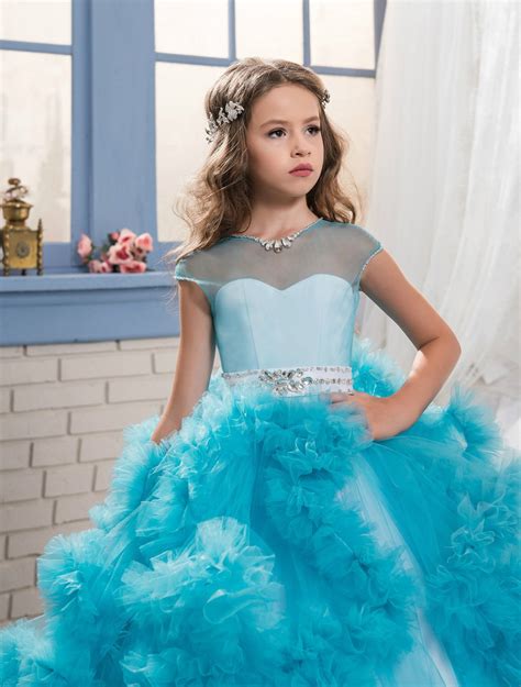 Princess Flower Girl Dresses Pink Blue Purple Little Girl Dress
