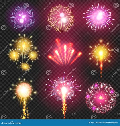 Cracker Vector Firework On Night Sky Illustration Stock Vector