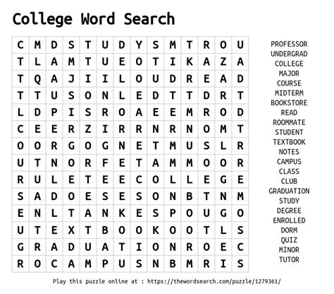 Download Word Search On College Word Search