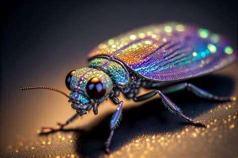 Premium Photo A Close Up Of A Tiny Metallic Iridescent Insect Animals