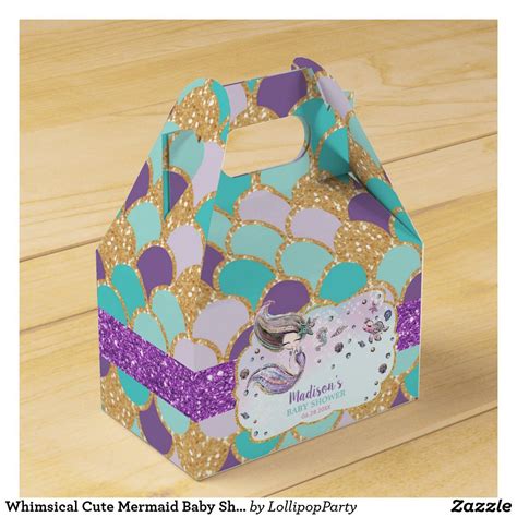 Whimsical Cute Mermaid Baby Shower Girl Thank You Favor Box In 2020