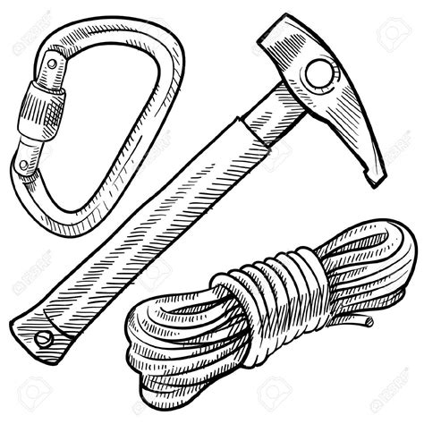 Doodle Style Mountain Climbing Gear Including Rope Pick And