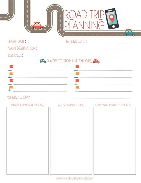 Free Printables Road Trip Planning Trip Planner Printable Trip Planning