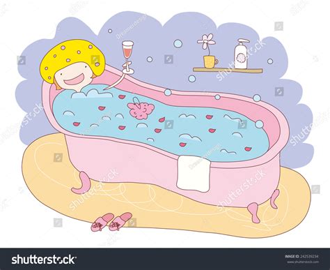 Girl Taking Bath Stock Vector Royalty Free 242539234