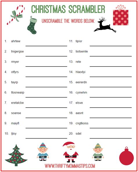 Christmas Scrambler Free Word Game Puzzle - Thrifty Mommas Tips