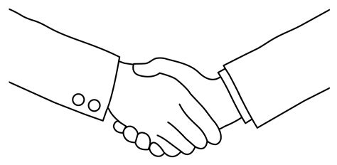 Black And White Handshake Line Art Free Clip Art