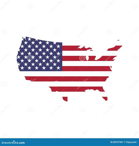 Usa Flag In A Shape Of Us Map Silhouette United States Of America