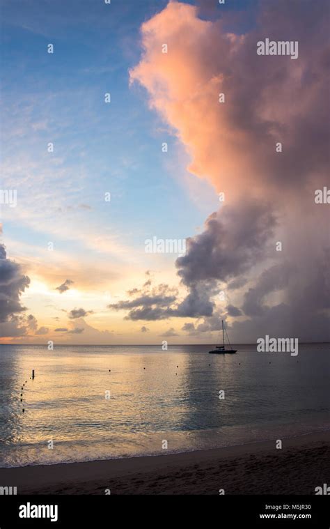 Sunset West Coast Barbados Caribbean Stock Photo Alamy