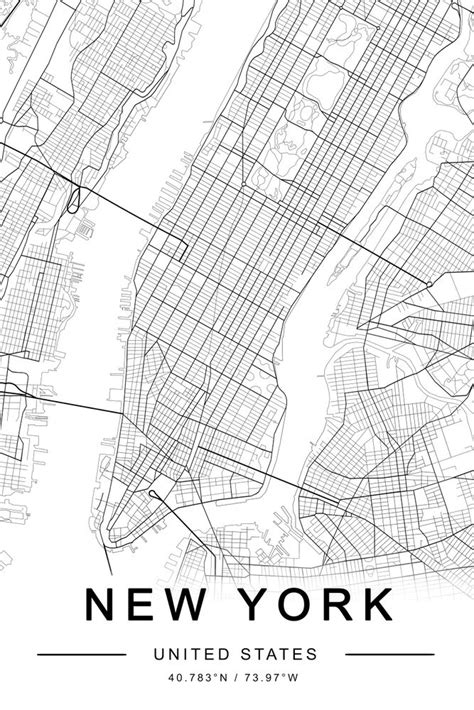New York Map Manhattan Usa City Map Framed Art Print By The Miuus