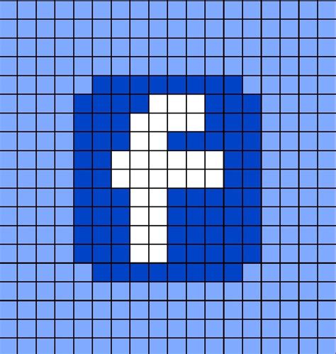 Pixel Art Template Of A Miniature Facebook Logo Pixel Art Pattern