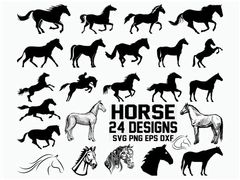 Horses Svg Horse Clipart Cricut Cut Files Printable Silhouette Vector