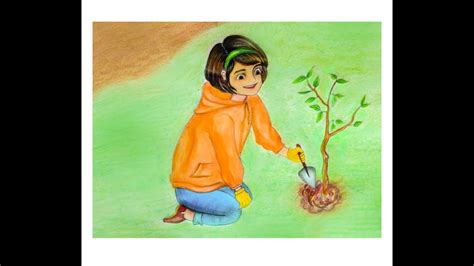 How To Draw Anime Girl Planting Tree In Garden Youtube