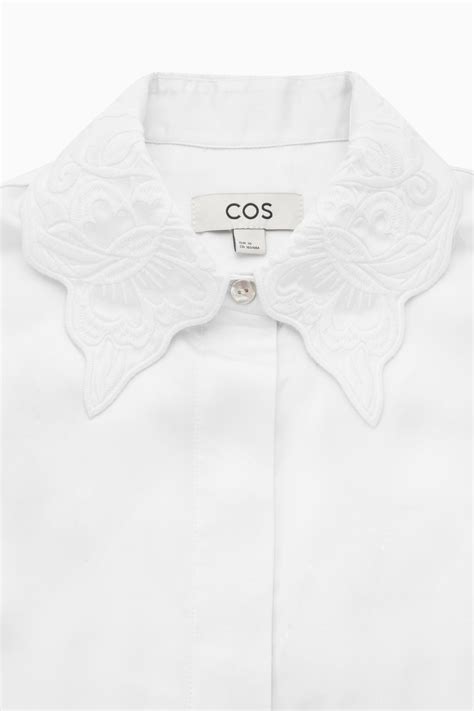 Regular Fit Embroidered Collar Shirt White White 360 Dkk Afound