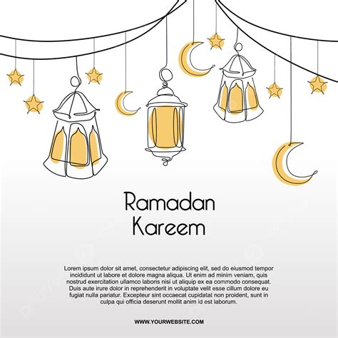 Gambar Ramadan Kareem Banner Design Minimalis Lukisan Lantern Islam