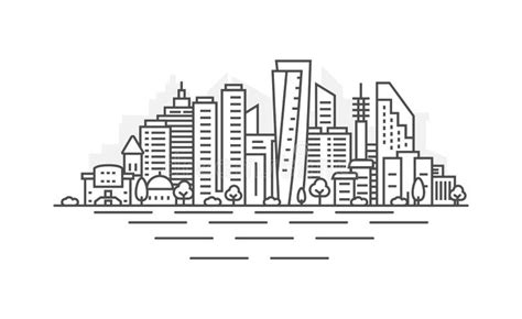 Cityscape Building Line Art Vector Illustration Design Tel Aviv City