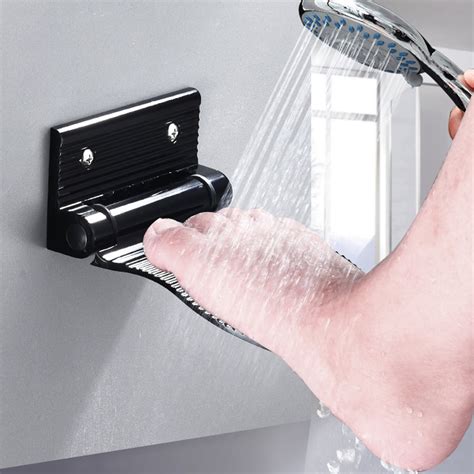 Shower Foot Rest Bathroom Footrest Wall Mounted Aluminum Foot Step Non Slipping Shower Pedal For