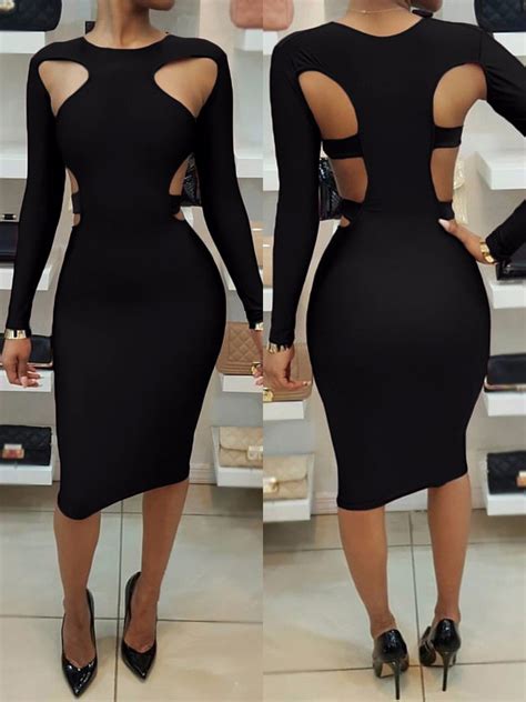 Sexy Women Cut Out Bodycon Midi Dress Online Discover Hottest Trend