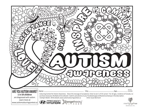 Autism Awareness Colouring Contest Mortgage Tree