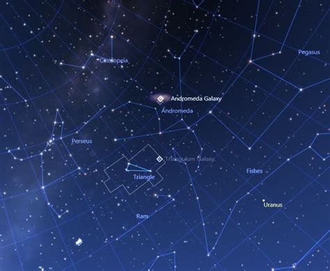 Star Chart Showing Triangulum Galaxy Location September December