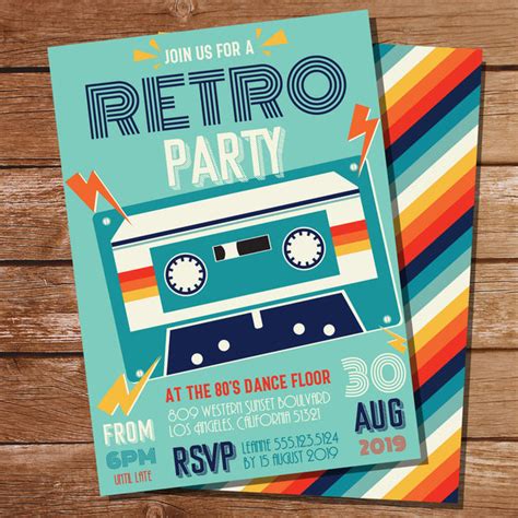 retro party invitation templates free