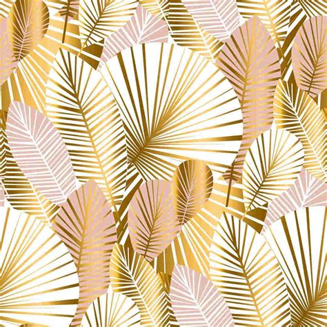 Gold Tropical Palm And Monstera Leaf Wallpaper Buy Online